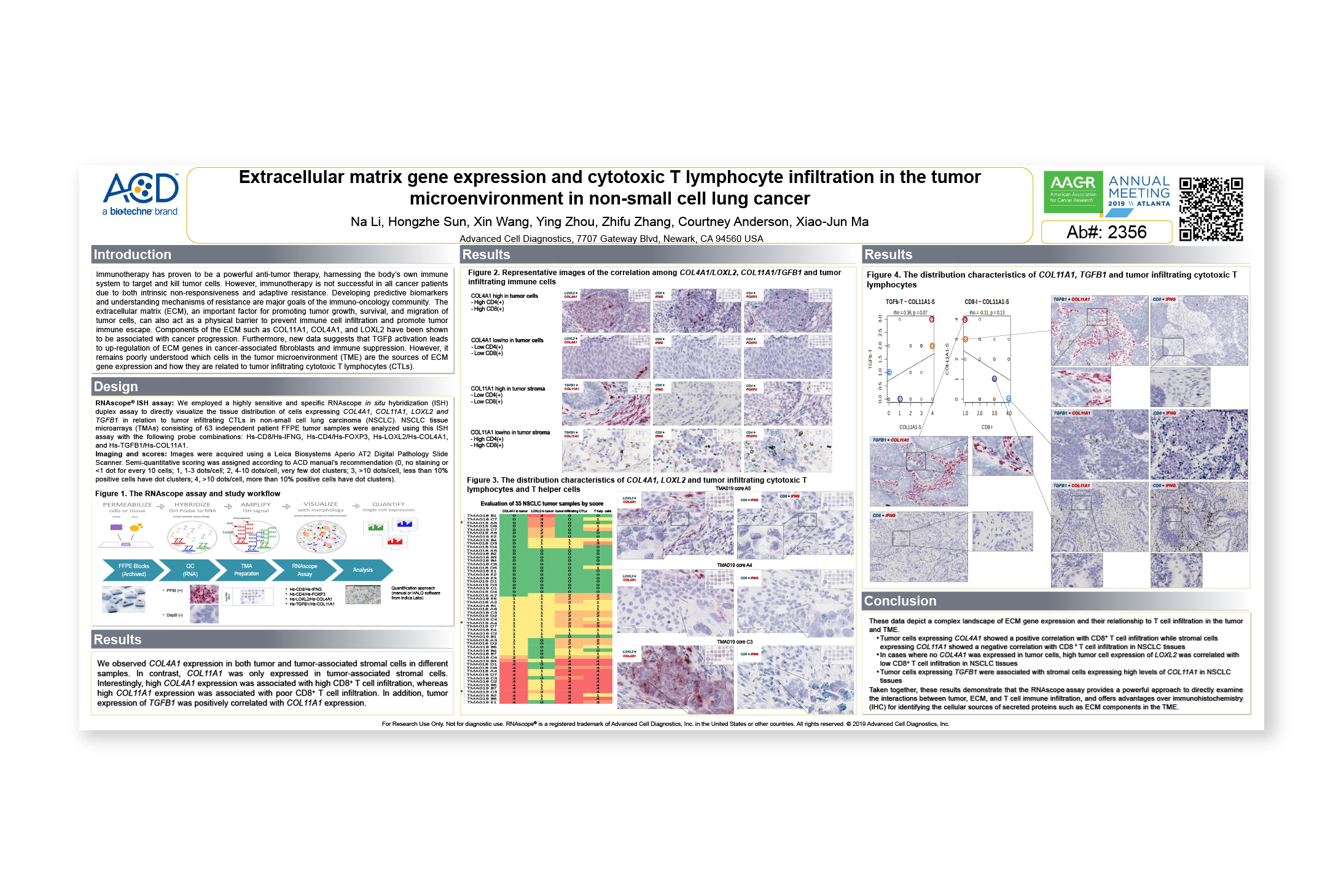 Extracellular matrix gene expression and cytotoxic T lymphocyte infiltration in the tumor microenvironment in non-small cell lung cancer - Presented at: AACR 2019