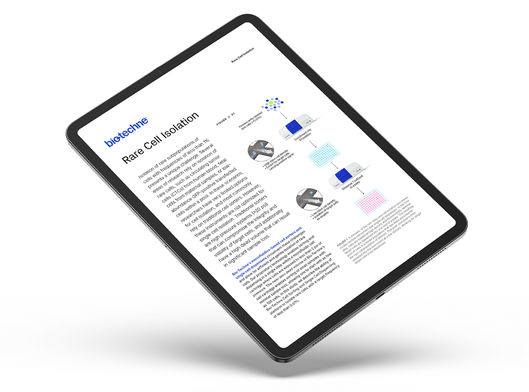 In this application note, learn how Bio-Techne's microfluidic single cell dispenser effectively preserves the viability and integrity of rare cells like circulating tumor cells or fetal cells during isolation.