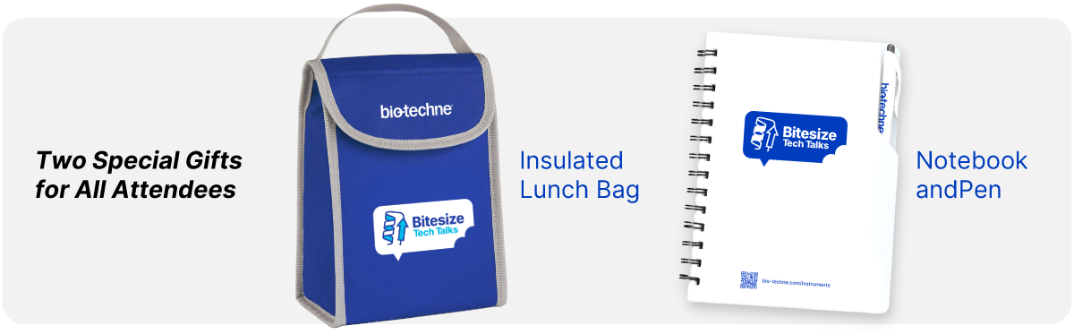 Each attendee gets an insulated lunch bag, notebook, and pen