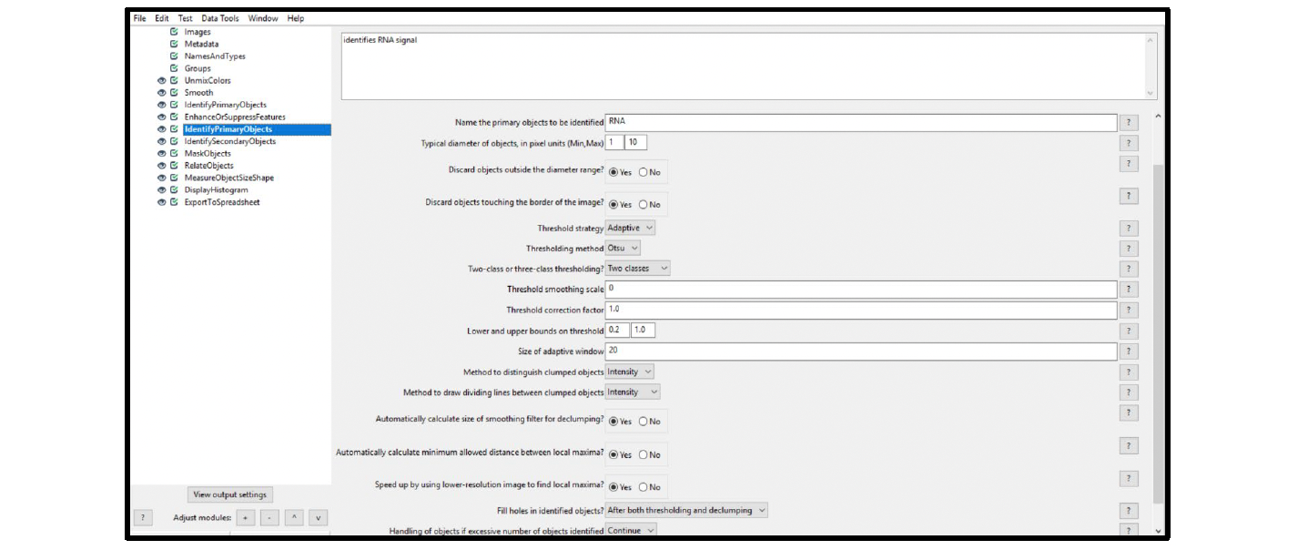 Figure 12. Module settings: IdentifyPrimaryObjects (ISH)