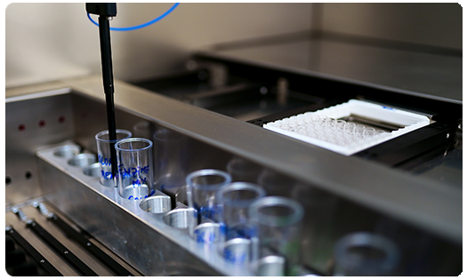 close-up of vials in lab