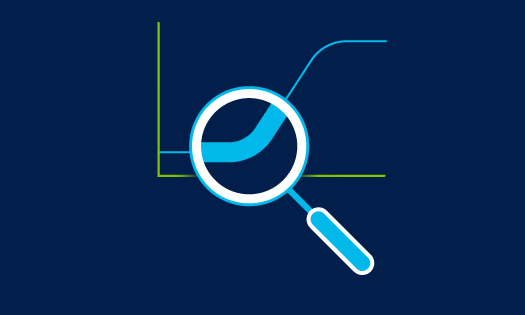 Image of a graph being analyzed with a magnifying glass