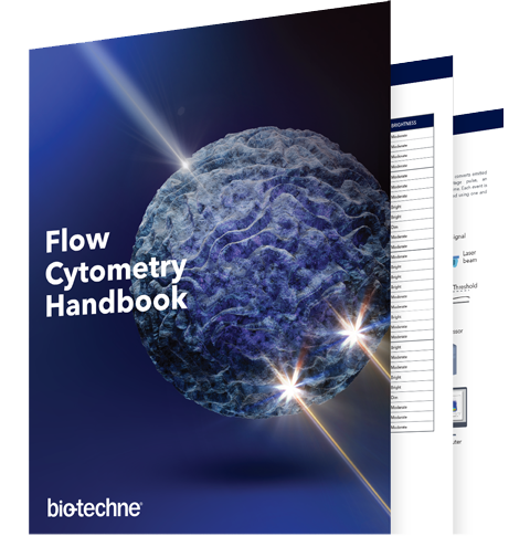 View of the Flow cytometry handbook and a single cell as a background