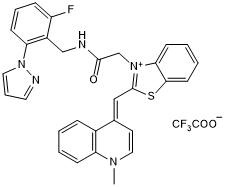 Ultrabright fluorogenic dye for imaging RNA in living cells; activated by binding Mango aptamers