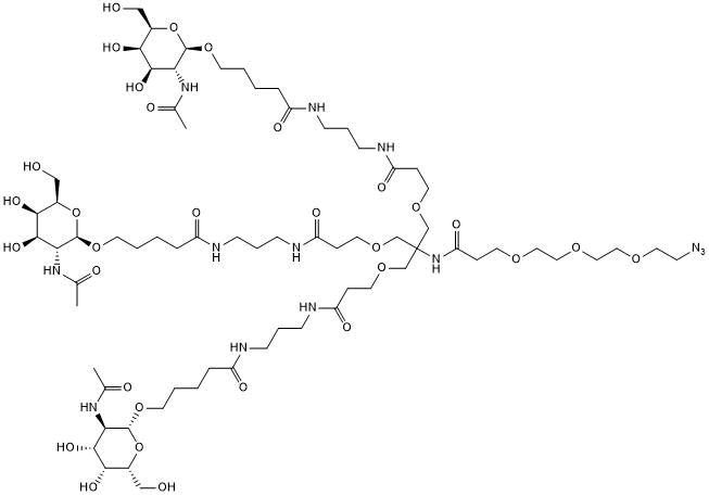 Asialoglycoprotein receptor ligands with PEG3 linker and azide group for onward chemistry