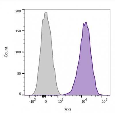 Flow Cytometry of Unstained Jurkat Cells and Cells Stained Using CD45 Antibody