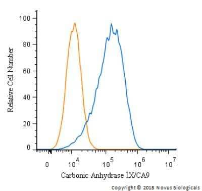 Flow Cytometry of U-87 MG Cells Stained with Carbonic Anhydrase IX/CA9 Antibody
