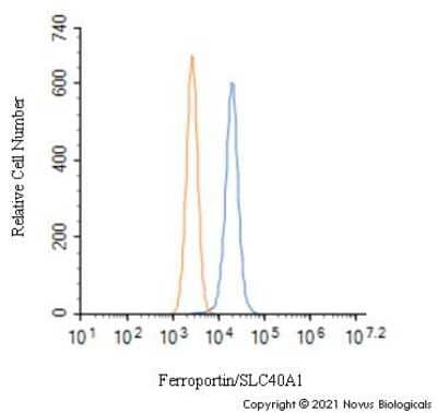 Flow Cytometry of Hek293 Cells Stained with Ferroportin/SLC40A1 Antibody