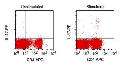 Flow Cytometry: IL-17/IL-17A Antibody (4H1524) - Azide Free [NBP2-25229]