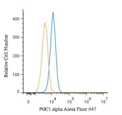 Flow Cytometry of HeLa Cells Stained with Alexa Fluor 647 Conjugated PGC1 alpha Antibody