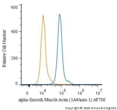 Flow Cytometry of HeLa Cells Stained with Alexa Fluor 700 Conjugated alpha-Smooth Muscle Actin Antibody