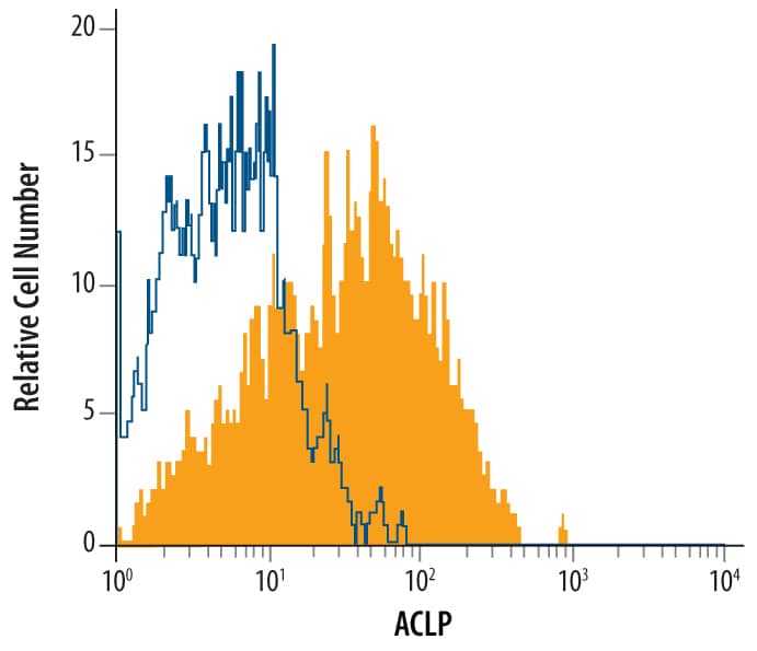 Detection of ACLP antibody in HASMC Human Cells antibody by Flow Cytometry.