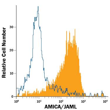 Detection of AMICA/JAML antibody in Human Monocytes antibody by Flow Cytometry.