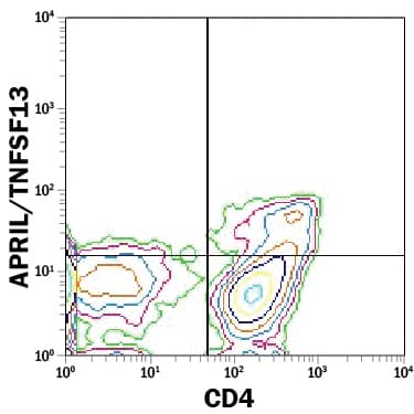 Detection of APRIL/TNFSF13 antibody in Th2-stimulated PBMCs antibody by Flow Cytometry.