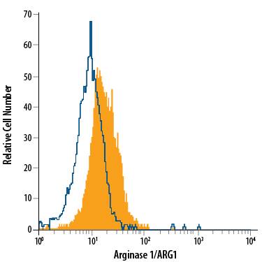 Detection of Arginase 1/ARG1 antibody in Hepa 1-6 Mouse Cell Line antibody by Flow Cytometry.