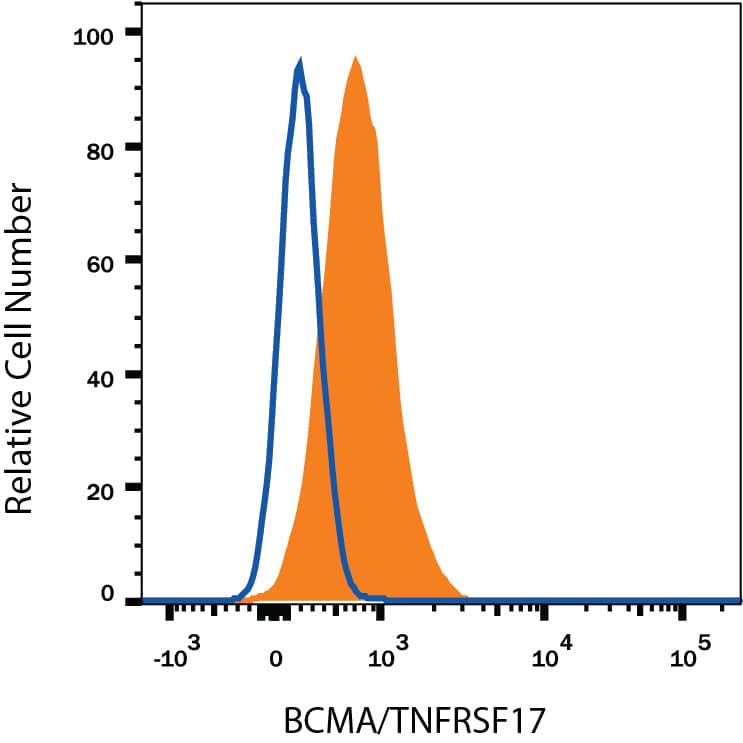 Detection of BCMA/TNFRSF17 antibody in RPMI 8226 Human Cell Line antibody by Flow Cytometry.