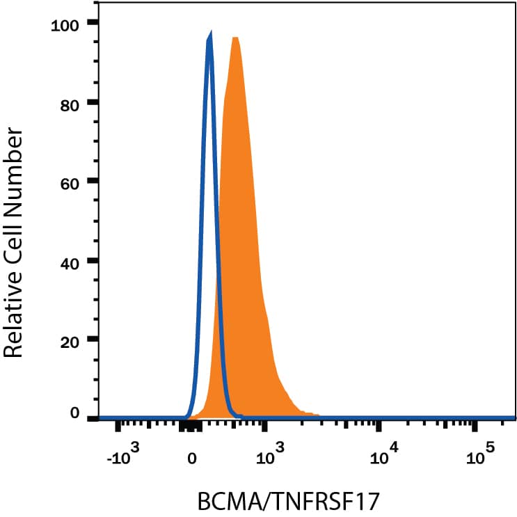 Detection of BCMA/TNFRSF17 antibody in RPMI 8226 Human Cell Line antibody by Flow Cytometry.