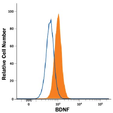 Detection of BDNF antibody in U-87 MG Human Cell Line antibody by Flow Cytometry.