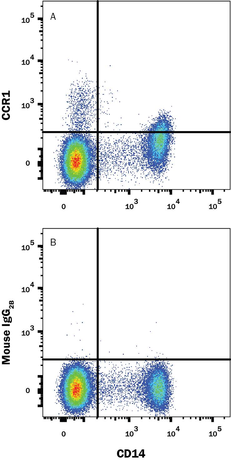 Detection of CCR1 antibody in Human PBMCs antibody by Flow Cytometry.