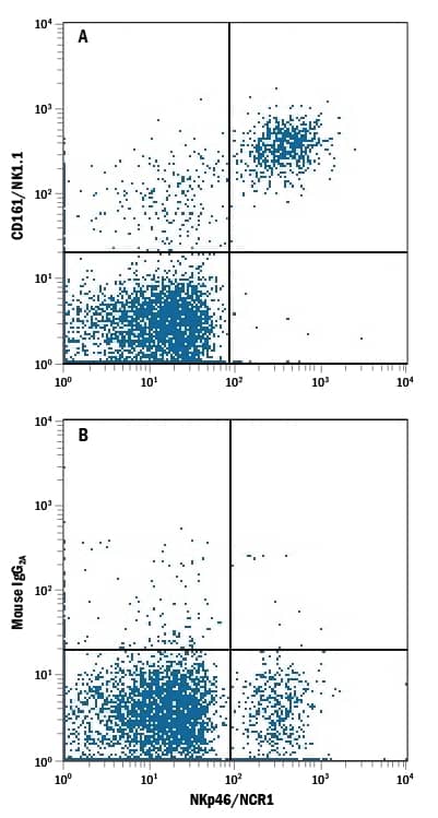 Detection of CD161/NK1.1 antibody in C57BL/6 Mouse Splenocytes antibody by Flow Cytometry.