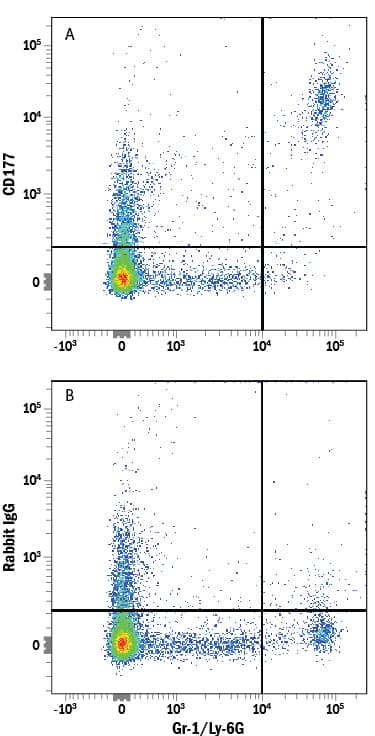 Detection of CD177 antibody in Mouse Splenocytes antibody by Flow Cytometry.