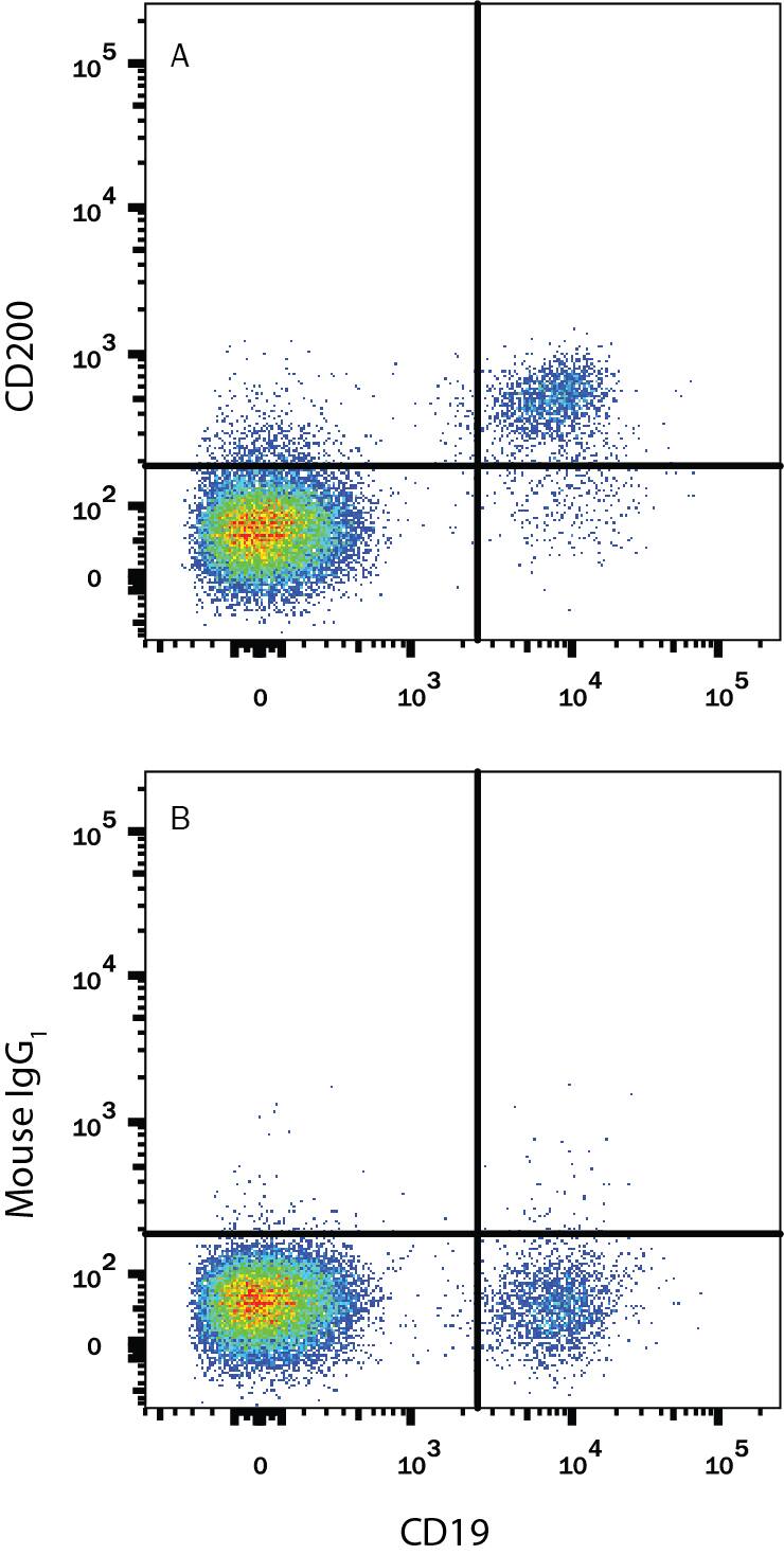 Detection of CD200 antibody in Human Blood Lymphocytes antibody by Flow Cytometry.
