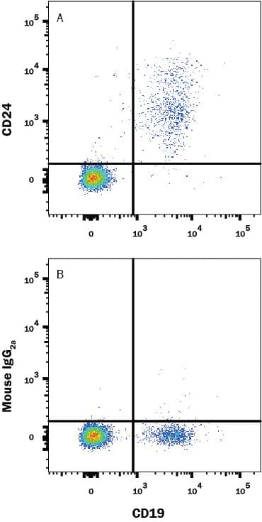 Detection of CD24 antibody in Human Blood Lymphocytes antibody by Flow Cytometry.