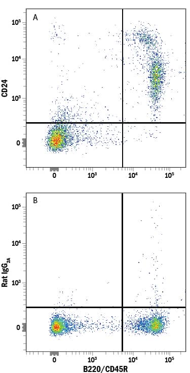 Detection of CD24 antibody in Mouse Splenocytes antibody by Flow Cytometry.