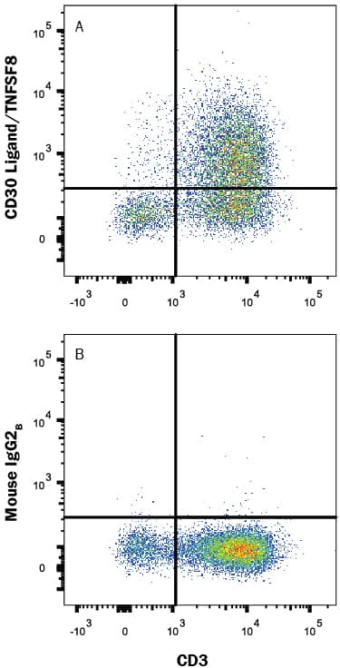 Detection of CD30 Ligand/TNFSF8 antibody in Human PBMCs antibody by Flow Cytometry.