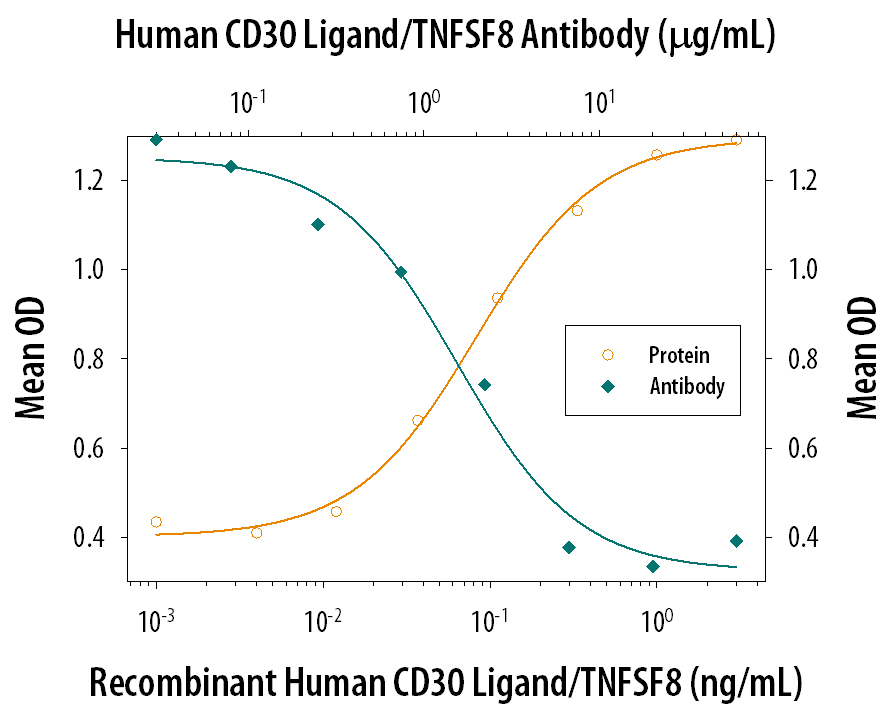 IL-6 Secretion Induced by CD30 Ligand/TNFSF8 and Neutralization by Human CD30 Ligand/TNFSF8 Antibody.