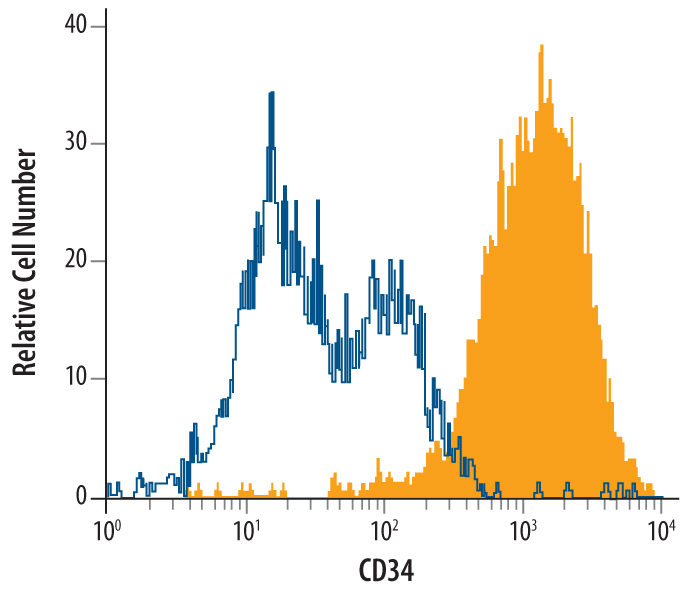 Detection of CD34 antibody in bEnd.3 Mouse Cell Line antibody by Flow Cytometry.