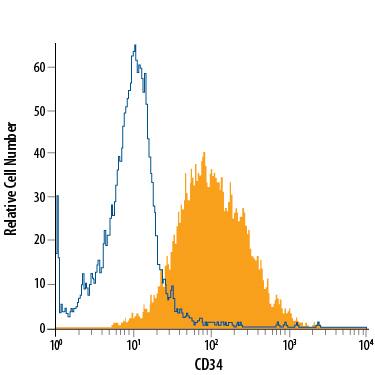 Detection of CD34 antibody in KG-1 Human Cell Line antibody by Flow Cytometry.