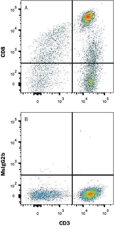 Detection of CD8 alpha antibody in Human Blood Lymphocytes antibody by Flow Cytometry.