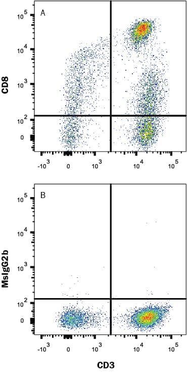 Detection of CD8 alpha antibody in Human Blood Lymphocytes antibody by Flow Cytometry.