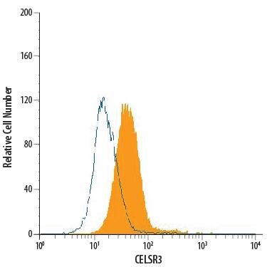 Detection of CELSR3 antibody in SH-SY5Y Human Cell Line antibody by Flow Cytometry.