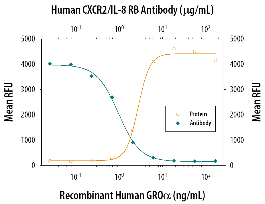 Chemotaxis Induced by CXCL1/GRO alpha and Neutralization by Human CXCR2/IL-8 RB Antibody.