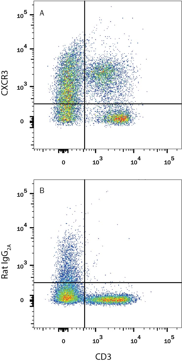 Detection of CXCR3 antibody in Mouse Splenocytes antibody by Flow Cytometry.