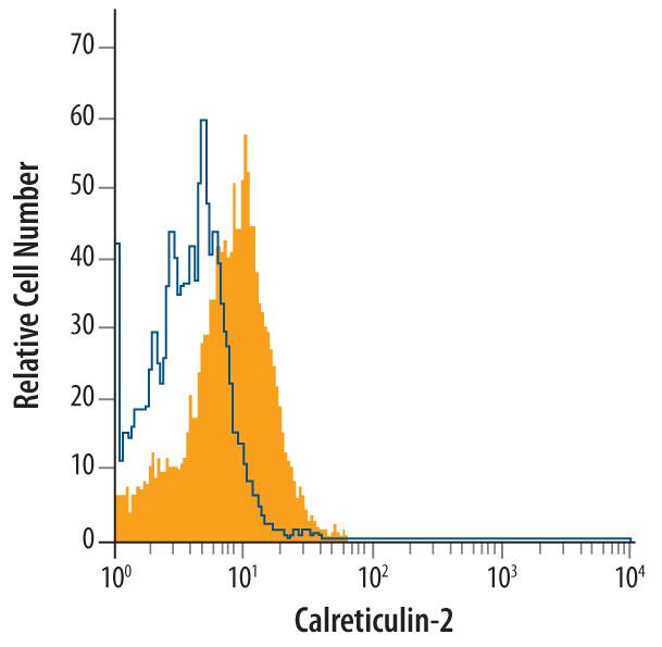 Detection of Calreticulin2 antibody in MCF-7 Human Cell Line antibody by Flow Cytometry.