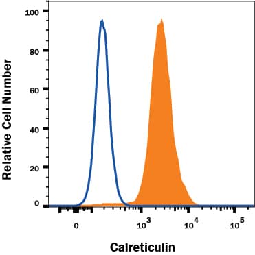 Detection of Calreticulin antibody in HeLa Human Cell Line antibody by Flow Cytometry.