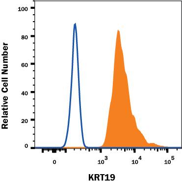 Detection of KRT19 antibody in Human MCF-7 cell line antibody by Flow Cytometry.