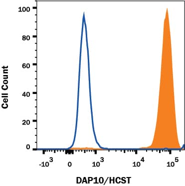 Detection of DAP10/HCST antibody in U937 cell line antibody by Flow Cytometry.