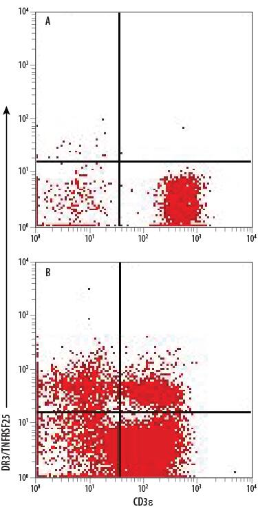 Detection of DR3/TNFRSF25 antibody in Human PBMCs antibody by Flow Cytometry.