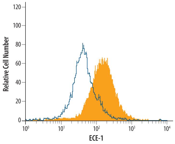 Detection of ECE-1 antibody in MCF-7 Human Cell Line antibody by Flow Cytometry.