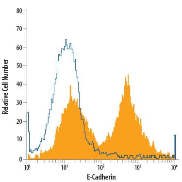 Detection of E-Cadherin antibody in D3 Mouse Cell Line antibody by Flow Cytometry.