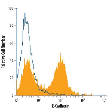 Detection of E-Cadherin antibody in D3 Mouse Cell Line antibody by Flow Cytometry.