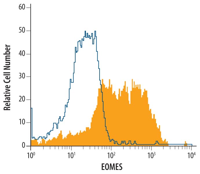 Detection of EOMES antibody in Differentiated BG01VHuman Cells antibody by Flow Cytometry.