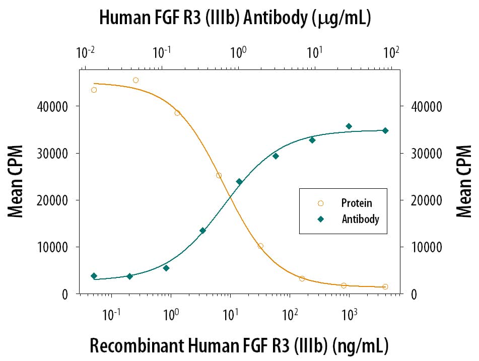 FGF R3 Inhibition of FGF acidic-dependent Cell Proliferation and Neutralization by Human FGF R3 Antibody.