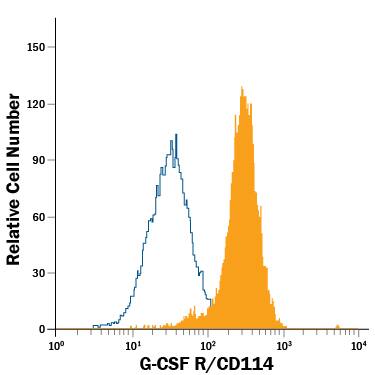 Detection of G-CSF R/CD114 antibody in Human Granulocytes antibody by Flow Cytometry.