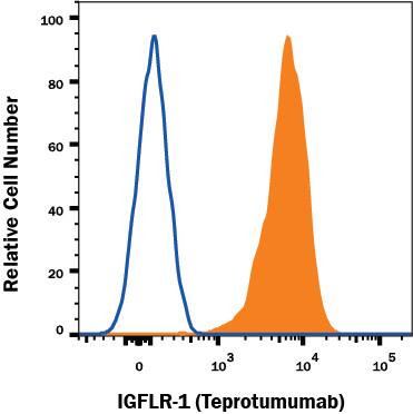 Detection of IGF-I R/IGF1R antibody in MCF-7 Human Cell Line antibody by Flow Cytometry.