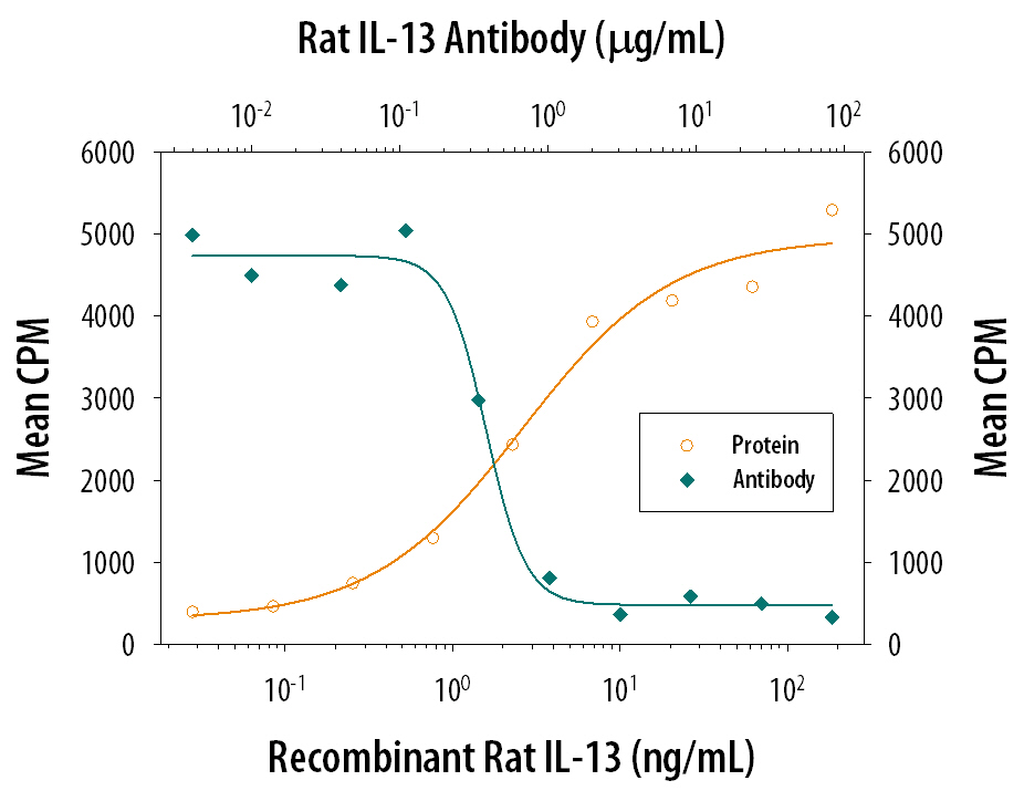 Cell Proliferation Induced by IL‑13 and Neutralization by Rat IL‑13 Antibody.